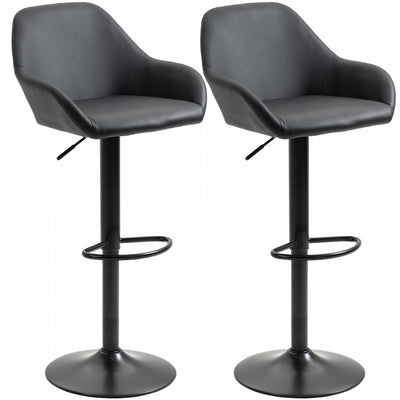 HOMCOM Adjustable Bar Stools Set of 2, Swivel Barstool W/ Footrest Black