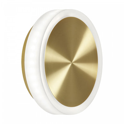 Dainolite Topaz LED Wall Sconce 12w Aged Brass White Acrylic Diffuser Lamp|Applique murale Topaz de Dainolite en acrylique blanc qui diffuse la lumière, avec fini laiton vieilli et ampoule à DEL de 12 W