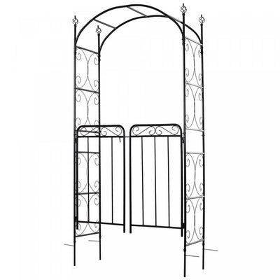 Outsunny 7' Metal Garden Arbor Arch With Scrollwork Doors For Ceremony, Weddings, Party, Backyard, L|Outsunny - Arche De Jardin En Acier De 7 Pieds Avec Portes A Volutes Pour Les Ceremonies, Les Mariag