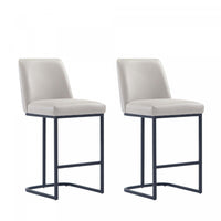 Serena Modern Metal Upholstered Counter Stool in Light Gray - Set of 2 Bar Stool 