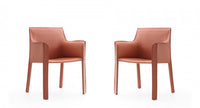 Vogue Modern Vegan Leather Dining Chair in Clay - Set of 2