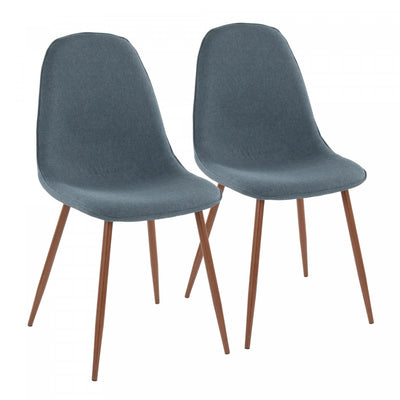 LumiSource Pebble Blue Fabric Mid-Century Modern Dining Accent Chair - Set of 2|Chaise d’appoint de salle à manger moderne du milieu du 20e siècle Pebble en tissu bleu - ensemble de 2
