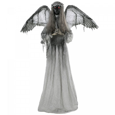 HOMCOM Halloween Animated Standing Crying Angel Decoration Light-Up Eyes