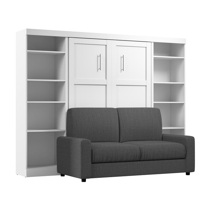 Bestar Pur Full 10-Shelf Murphy Bed with Sofa - White