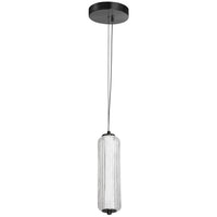 Dainolite Ramona LED Pendant 10w Matte Black Clear Fluted Glass Lamp