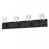 Dainolite Veronica 4 Light Vanity Light Matte Black Clear Glass Lamp