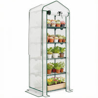 Outsunny Mini Greenhouse with Screen Roof, Portable Small Greenhouse, White