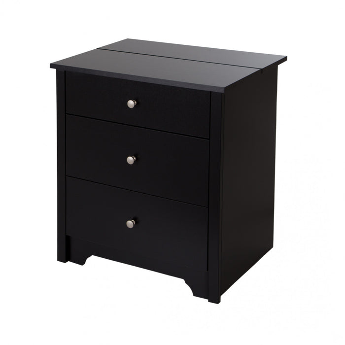 Vito Nightstand With Charging Station And Drawers - Pure Black 