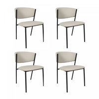 Drift Contemporary Modern Vegan Leather Metal Side Chair in Stone Gray - Set of 4 