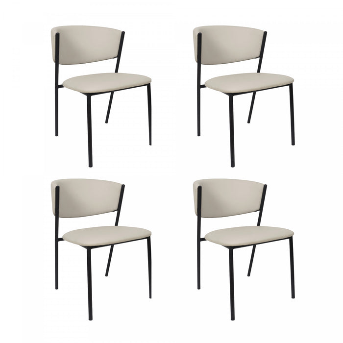 Drift Contemporary Modern Vegan Leather Metal Side Chair in Stone Gray - Set of 4