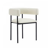 Onda Contemporary Vegan Leather Metal Dining Chair in Ivory 