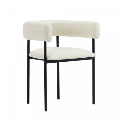 Onda Contemporary Vegan Leather Metal Dining Chair in Ivory | Chaise de salle a manger contemporaine Onda en cuir vegetalien et metal, coloris ivoire