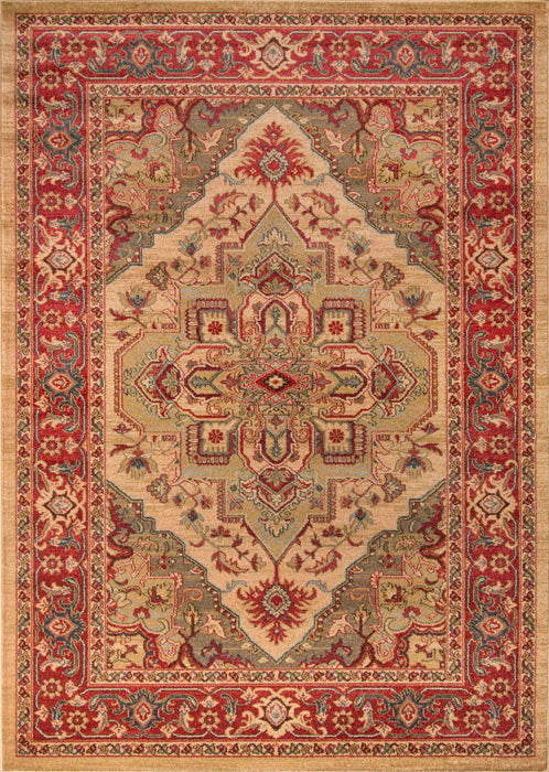 Lux Traditional 3'11\" x 5'7\" Area Rug in Ivory Indoor Area Rug