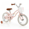 Costway 14\" Kid's Bike With Removable Training Wheels & Basket For 3-5 Years Old Pink