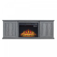 Franklin Modern Farmhouse 2-Piece Electric Fireplace in Black and Gray 