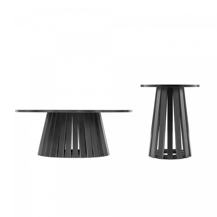 Layla Scandinavian Modern 2-Piece Coffee Table & End Table Set in Black Coffee Table Set