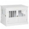 Pawhut Dog Crate Furniture, 31\" Dog Kennel Side End Table With Three Doors, Indoor Dog Cage For Small Dogs, White