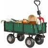 Outsunny Heavy Duty Garden Cart, 660lbs Capacity Utility Wagon Cart with Removable Liner, Quick-Release Sides, 10" Pneumatic Wheels, Adjustable Handle for Beach Lawn Yard, Green