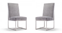 Element Modern Velvet Metal Dining Chair in Gray - Set of 2