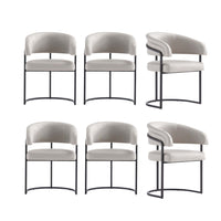 Augusta Modern Metal Vegan Leather Dining Chair in Light Gray - Set of 6 