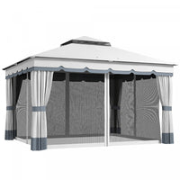 Outsunny 10' X 12' Double Roof Outdoor Gazebo With Netting & Curtains