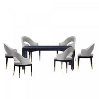 Carrington and Rockaway Modern Industry Chic 7-Piece Dining Set in Light Gray and Black 