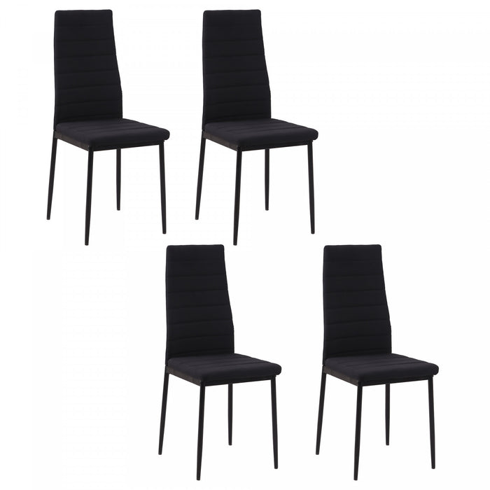 HOMCOM Dining Chairs Set of 4, Linen Fabric Upholstered Accent Chairs Black