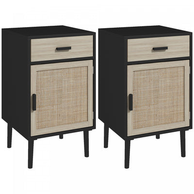 HOMCOM Bedside Table Set of 2 with Storage Drawer for Bedroom Living Room