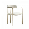 Serene Mid-Century Modern Metal Upholstered Dining Chair in Alabaster | Chaise de salle a manger moderne du milieu du siecle en metal et tissu, coloris albatre