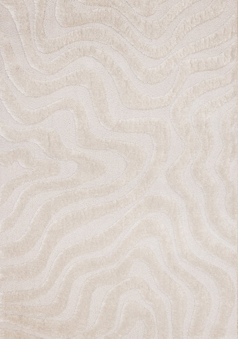 Lincoln Modern Luxurious Plush White Curves Area Rug - 5'3\" x 7'7\"