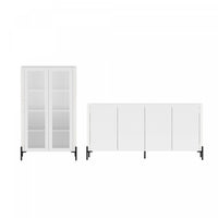Abbey Modern 2-Piece Buffet and Bookcase in White 