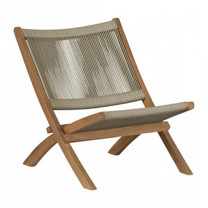 Agave Wood Rope Lounge Chair – Beige/Natural