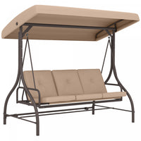 Outsunny 3 Seater Patio Swing Chair With Canopy Convertible Porch Swing Bed