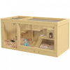 Pawhut Wooden Hamster Cage, Multi-layer Mouse Cage With Pull-out Tray, Seesaws, Water Bottle, Ladder, Small Animal Habitats For Dwarf Hamster, Gerbil