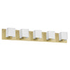 Dainolite Verona 5 Light Vanity Light Aged Brass White Glass Shade Lamp