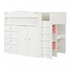 Tiara Loft Bed With Desk - Pure White 