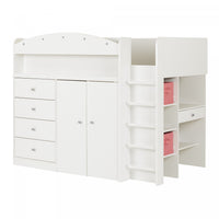Tiara Loft Bed With Desk - Pure White 