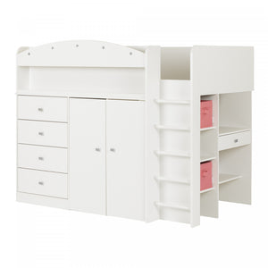 Tiara Loft Bed With Desk - Pure White 