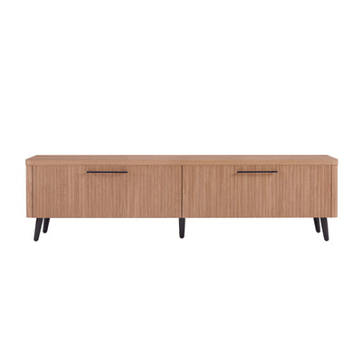 Jodie Mid-Century Modern 69" Fluted TV Stand in Maple Armoire | Meuble TV Jodie style Mid-Century Modern a cannelures, 175 cm, erable