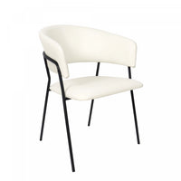 Slate Contemporary Modern Vegan Leather Metal Armchair in Ivory - Set of 2
