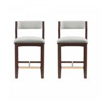 Patricia Modern Wood Upholstered Counter Stool in White Glacier - Set of 2 