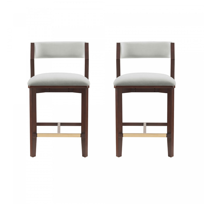 Patricia Modern Wood Upholstered Counter Stool in White Glacier - Set of 2