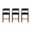 Patricia Modern Wood Upholstered Counter Stool in Black - Set of 3