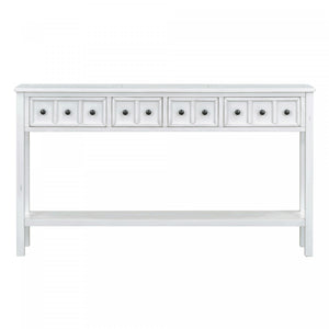 Michael Solid Wood Console Table For Entryway With Storage Drawers And Bottom Shelf - White