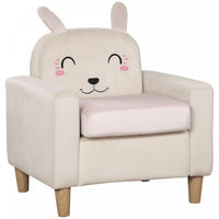 Qaba Kids Sofa, Toddler Armchair And Couch With Rabbit Ear Backrest And Wooden Legs For Preschool, B