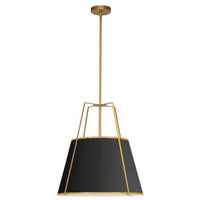 Dainolite Trapezoid 3 Light Pendant Trapezoid Gold/Black Shade White Fabric Diffuser Lamp