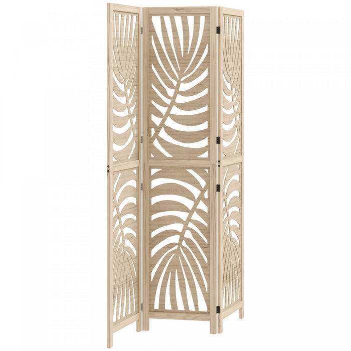 Homcom 3 Panel Room Divider, Detachable Privacy Screens, Natural Wood