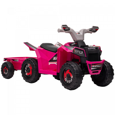 Aosom 6v Kids Atv Quad, Battery Powered Ride-On Electric Vehicle For Kids With Back Trailer, Wear-re|Aosom Quad 6 V Pour Enfants, Vehicule Electrique Alimente Par Batterie A 4 Roues Avec Remorque Arrie