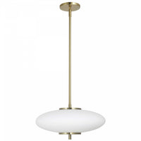 Dainolite Maddie LED Pendant 20w Aged Brass Opal White Glass Lamp