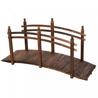Outsunny 7.5' Fir Wood Garden Bridge Arc Walkway With Side Railings, Perfect For Backyards, Gardens,